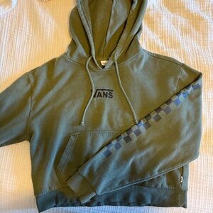 Vans Olive Hoodie with Black Checkerboard Accents